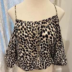 New with tags inc leopard off the shoulder top sz lg